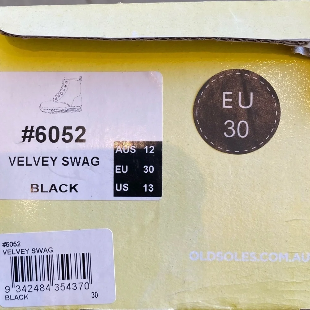 Old Soles Girls Velvey Swag Boot Black NWT